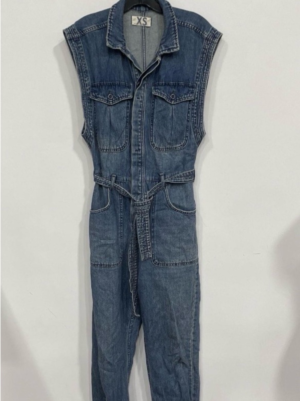 We The Free-Women’s Denim Jumpsuit - Blue Sleeveless Jeans